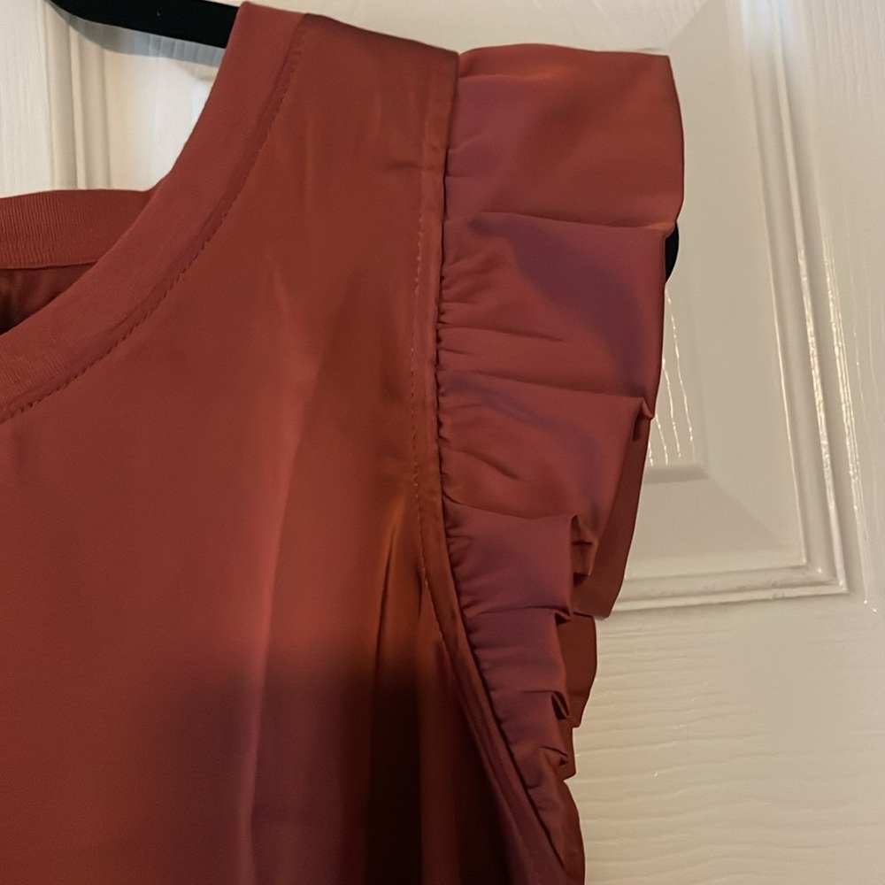 Burnt Orange/Copper Ruffle Shoulder Sleeveeless - Picture 6 of 6